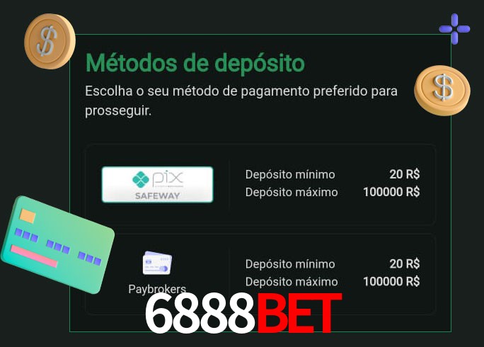 O cassino 6888Bet oferece uma grande variedade de métodos de pagamento